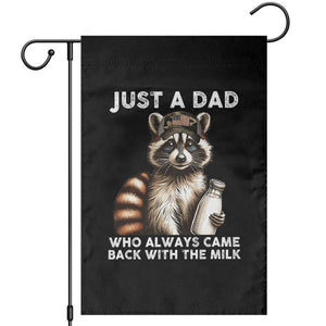 Just A Dad Who Always Came Back With The Milk Garden Flag Retro Raccoon Camo Fathers Day TS10 Black Print Your Wear