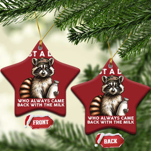 Just A Dad Who Always Came Back With The Milk Christmas Ornament Retro Raccoon Camo Fathers Day TS10 Star Red Print Your Wear