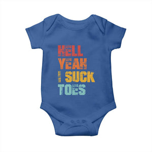 Funny Inappropriate Embarrassing Baby Onesie Funny Foot Fetish Sucking Toes Cringe Offensive Humor TS10 Royal Blue Print Your Wear