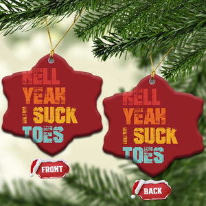 Funny Inappropriate Embarrassing Christmas Ornament Funny Foot Fetish Sucking Toes Cringe Offensive Humor TS10 Snow Flake Red Print Your Wear