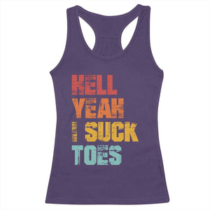 Funny Inappropriate Embarrassing Racerback Tank Top Funny Foot Fetish Sucking Toes Cringe Offensive Humor TS10 Purple Print Your Wear