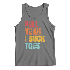 Funny Inappropriate Embarrassing Tank Top Funny Foot Fetish Sucking Toes Cringe Offensive Humor TS10 Black Heather Print Your Wear