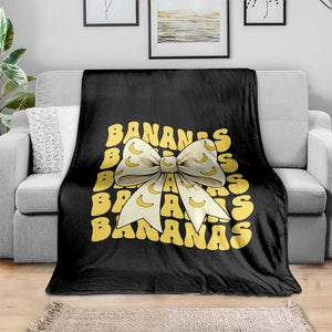 Bananas Coquette Bow Throw Blanket Retro Banana Lovers Women Girls Kids TS10 Print Your Wear