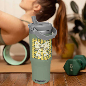 Bananas Coquette Bow Flip Straw Tumbler Retro Banana Lovers Women Girls Kids TS10 One Size: 30 oz Moss Green Print Your Wear