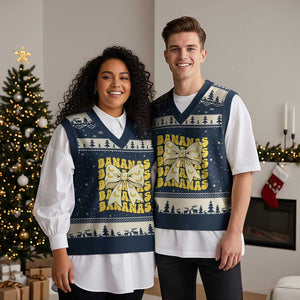 Bananas Coquette Bow V-Neck Knit Sweater Vest Retro Banana Lovers Women Girls Kids TS10 Navy Beige Print Your Wear