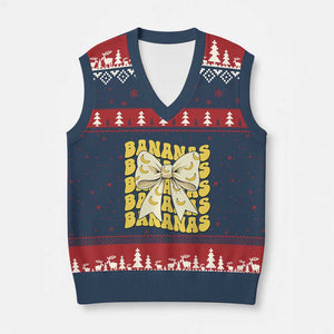 Bananas Coquette Bow V-Neck Knit Sweater Vest Retro Banana Lovers Women Girls Kids TS10 Navy Red Print Your Wear