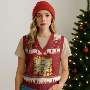 Bananas Coquette Bow V-Neck Knit Sweater Vest Retro Banana Lovers Women Girls Kids TS10 Red Beige Print Your Wear