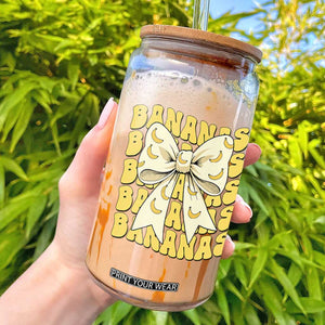 Bananas Coquette Bow Glass Can Retro Banana Lovers Women Girls Kids TS10 Black Print Your Wear