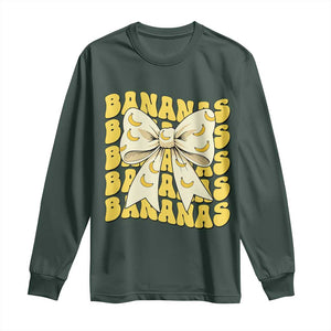 Bananas Coquette Bow Long Sleeve Shirt Retro Banana Lovers Women Girls Kids TS10 Dark Forest Green Print Your Wear