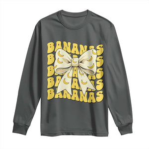 Bananas Coquette Bow Long Sleeve Shirt Retro Banana Lovers Women Girls Kids TS10 Dark Heather Print Your Wear