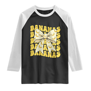 Bananas Coquette Bow Raglan Shirt Retro Banana Lovers Women Girls Kids TS10 Black White Print Your Wear