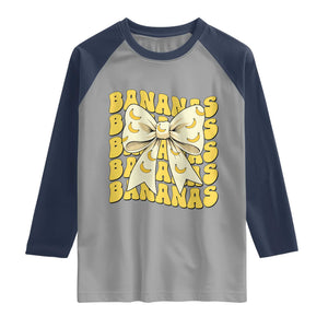 Bananas Coquette Bow Raglan Shirt Retro Banana Lovers Women Girls Kids TS10 Sport Gray Navy Print Your Wear