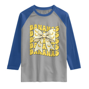 Bananas Coquette Bow Raglan Shirt Retro Banana Lovers Women Girls Kids TS10 Sport Gray Royal Print Your Wear