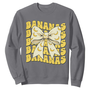 Bananas Coquette Bow Sweatshirt Retro Banana Lovers Women Girls Kids TS10 Charcoal Print Your Wear