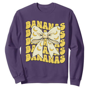 Bananas Coquette Bow Sweatshirt Retro Banana Lovers Women Girls Kids TS10 Purple Print Your Wear