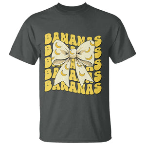 Bananas Coquette Bow T Shirt Retro Banana Lovers Women Girls Kids TS10 Dark Heather Print Your Wear