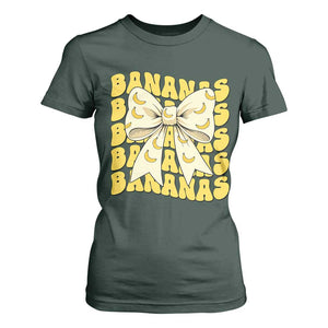 Bananas Coquette Bow T Shirt For Women Retro Banana Lovers Women Girls Kids TS10 Dark Forest Green Print Your Wear
