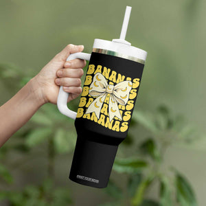 Bananas Coquette Bow Tumbler With Handle Retro Banana Lovers Women Girls Kids TS10 Print Your Wear