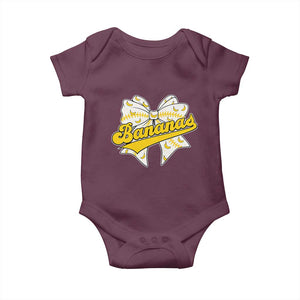 Bananas Coquette Bow Baby Onesie Retro Throwback Popular Fruit Humor Banana Classic TS10 Maroon Print Your Wear