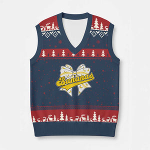 Bananas Coquette Bow V-Neck Knit Sweater Vest Retro Throwback Popular Fruit Humor Banana Classic TS10 Navy Red Print Your Wear