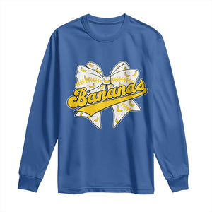 Bananas Coquette Bow Long Sleeve Shirt Retro Throwback Popular Fruit Humor Banana Classic TS10 Royal Blue Print Your Wear