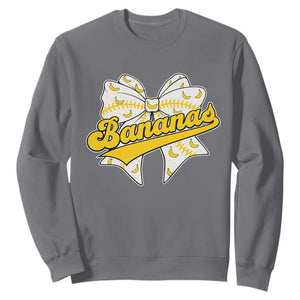 Bananas Coquette Bow Sweatshirt Retro Throwback Popular Fruit Humor Banana Classic TS10 Charcoal Print Your Wear