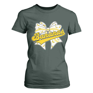 Bananas Coquette Bow T Shirt For Women Retro Throwback Popular Fruit Humor Banana Classic TS10 Dark Forest Green Print Your Wear