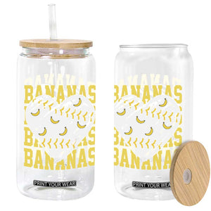 Retro Bananas Glass Can Vintage Baseball Heart Graphic Game Day Gifts TS10 Print Your Wear