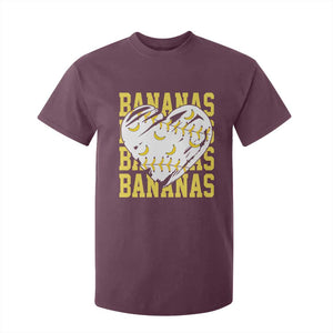 Retro Bananas T Shirt For Kid Vintage Baseball Heart Graphic Game Day Gifts TS10 Maroon Print Your Wear