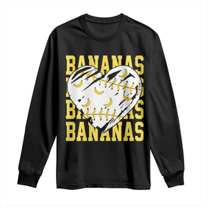 Retro Bananas Long Sleeve Shirt Vintage Baseball Heart Graphic Game Day Gifts TS10 Black Print Your Wear