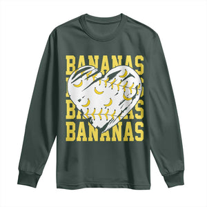 Retro Bananas Long Sleeve Shirt Vintage Baseball Heart Graphic Game Day Gifts TS10 Dark Forest Green Print Your Wear