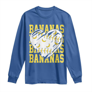 Retro Bananas Long Sleeve Shirt Vintage Baseball Heart Graphic Game Day Gifts TS10 Royal Blue Print Your Wear