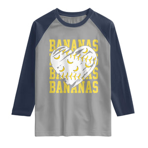 Retro Bananas Raglan Shirt Vintage Baseball Heart Graphic Game Day Gifts TS10 Sport Gray Navy Print Your Wear