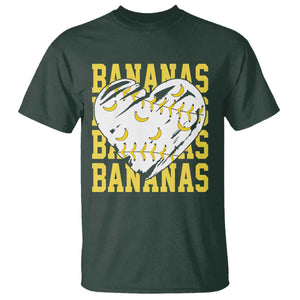 Retro Bananas T Shirt Vintage Baseball Heart Graphic Game Day Gifts TS10 Dark Forest Green Print Your Wear