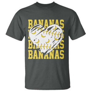 Retro Bananas T Shirt Vintage Baseball Heart Graphic Game Day Gifts TS10 Dark Heather Print Your Wear