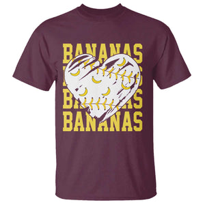 Retro Bananas T Shirt Vintage Baseball Heart Graphic Game Day Gifts TS10 Maroon Print Your Wear