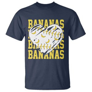 Retro Bananas T Shirt Vintage Baseball Heart Graphic Game Day Gifts TS10 Navy Print Your Wear