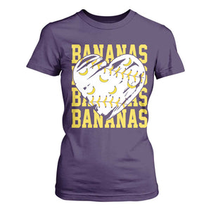 Retro Bananas T Shirt For Women Vintage Baseball Heart Graphic Game Day Gifts TS10 Purple Print Your Wear