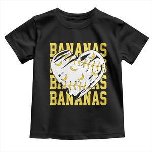 Retro Bananas Toddler T Shirt Vintage Baseball Heart Graphic Game Day Gifts TS10 Black Print Your Wear