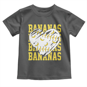 Retro Bananas Toddler T Shirt Vintage Baseball Heart Graphic Game Day Gifts TS10 Dark Heather Print Your Wear