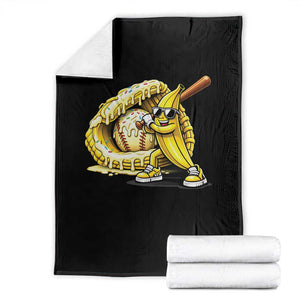 Baseball Banana Throw Blanket Funny Baseball Glove Drip Kids Youth Boys Girls TS10 Black Print Your Wear
