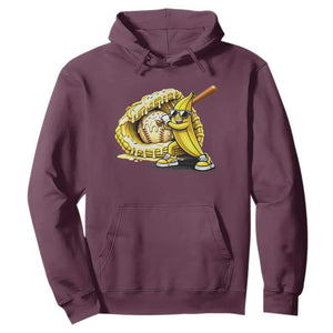 Baseball Banana Hoodie Funny Baseball Glove Drip Kids Youth Boys Girls TS10 Maroon Print Your Wear