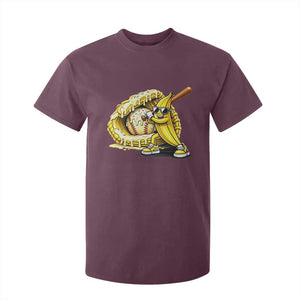 Baseball Banana T Shirt For Kid Funny Baseball Glove Drip Kids Youth Boys Girls TS10 Maroon Print Your Wear