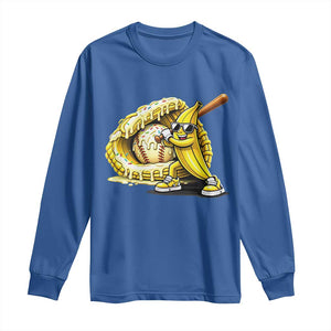 Baseball Banana Long Sleeve Shirt Funny Baseball Glove Drip Kids Youth Boys Girls TS10 Royal Blue Print Your Wear