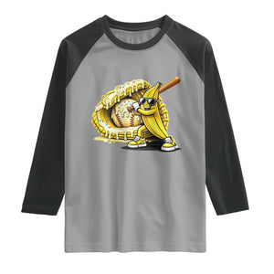 Baseball Banana Raglan Shirt Funny Baseball Glove Drip Kids Youth Boys Girls TS10 Sport Gray Black Print Your Wear