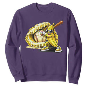 Baseball Banana Sweatshirt Funny Baseball Glove Drip Kids Youth Boys Girls TS10 Purple Print Your Wear
