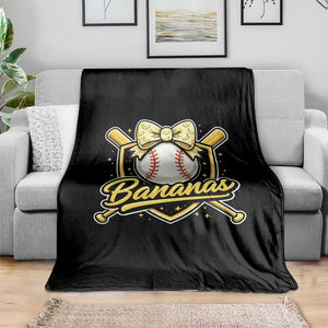 Bananas Coquette Bow Throw Blanket Baseball Bats Banana Lovers Women Girls Kids TS10 Print Your Wear