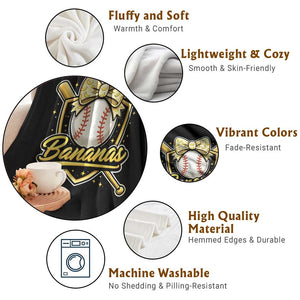Bananas Coquette Bow Throw Blanket Baseball Bats Banana Lovers Women Girls Kids TS10 Print Your Wear
