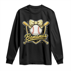 Bananas Coquette Bow Long Sleeve Shirt Baseball Bats Banana Lovers Women Girls Kids TS10 Black Print Your Wear
