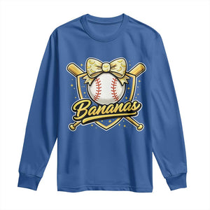 Bananas Coquette Bow Long Sleeve Shirt Baseball Bats Banana Lovers Women Girls Kids TS10 Royal Blue Print Your Wear